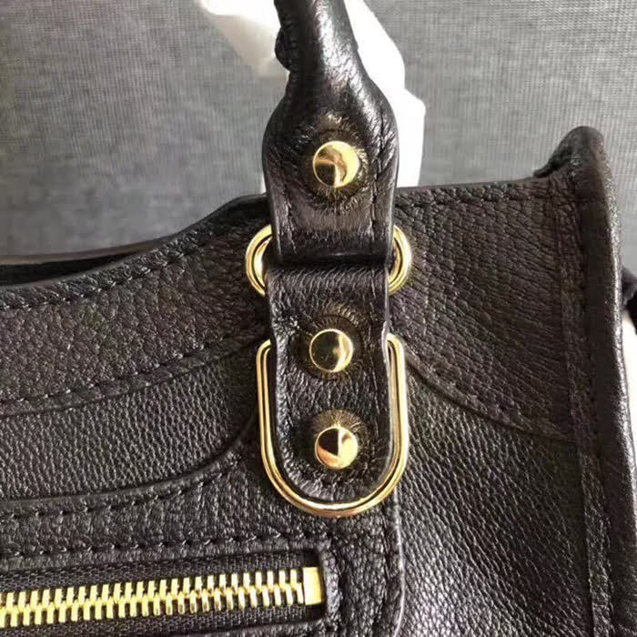 BALENCIAG巴黎世家 機車包 23cm原版山羊皮配金邊  手提肩背斜挎包  BL1373